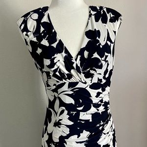 Ralph Lauren Black & Off White Floral Print Dress